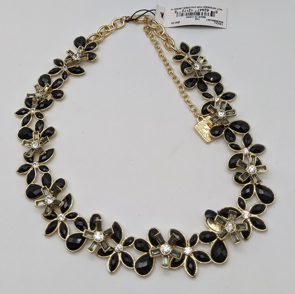 Anne Klien Gold-tone/ Black Necklace and Earrings 2pc Jewelry Set - Picture 7 of 16